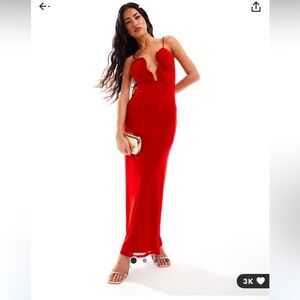 Red maxi dinner dress